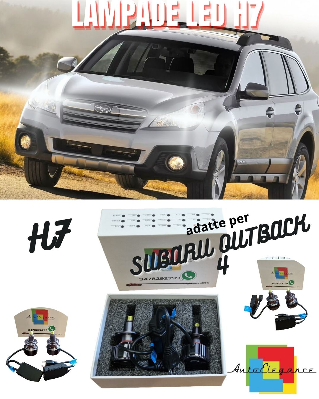 ⭐KIT FULL LED PER SUBARU OUTBACK 4 LAMPADE LED H7 BIANCO NO ERROR 9600 LUMEN⭐