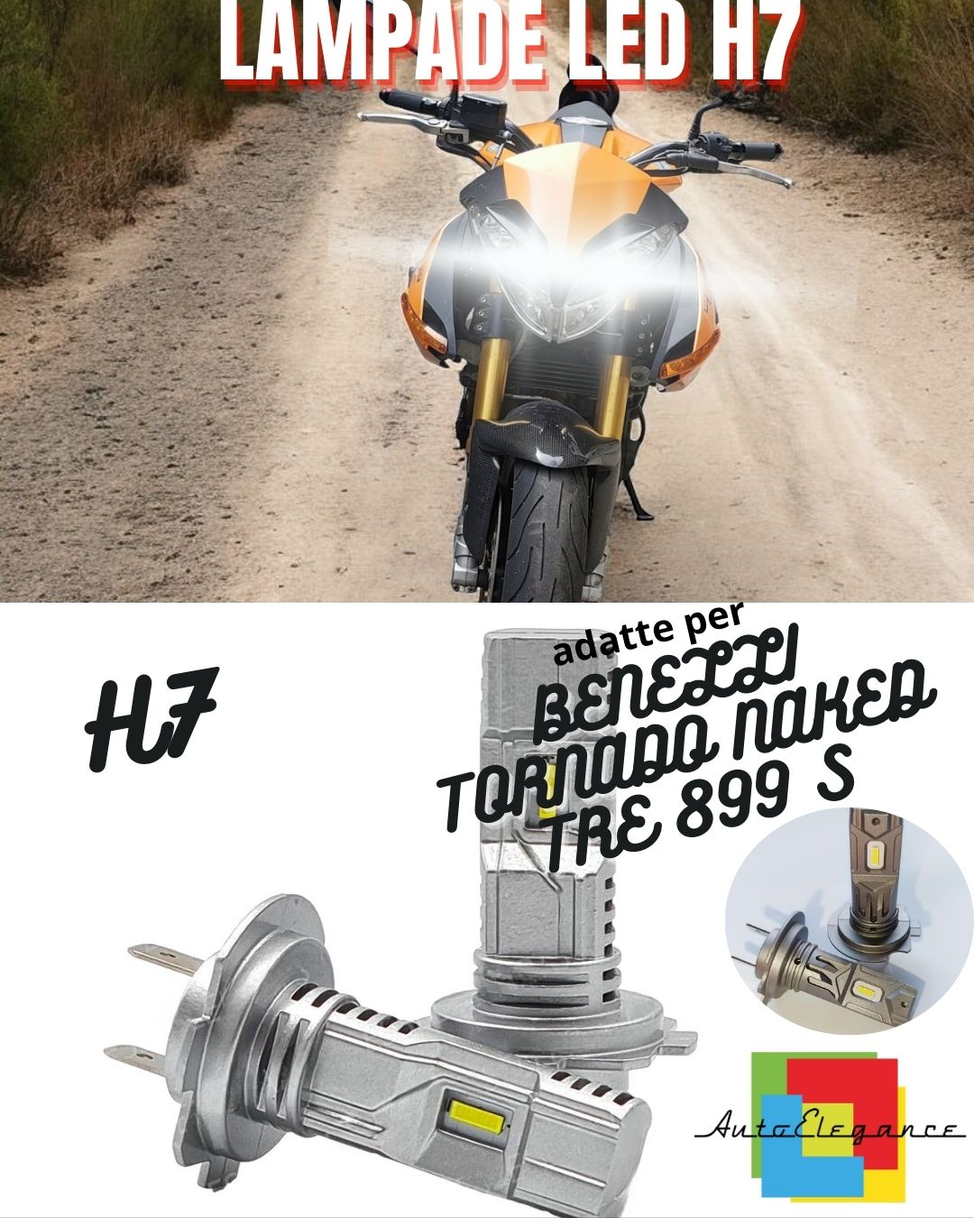 ☀️H7 LED KIT 6000K WHITE 6000 LUMEN BENELLI TORNADO NAKED TRE 899 S COMPACT☀️