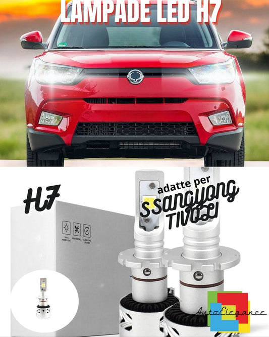 ❤️KIT LED H7 SSANGYONG TIVOLI 6500K BIANCO CANBUS XENON 12000LM LUMEN MONO LED❤️