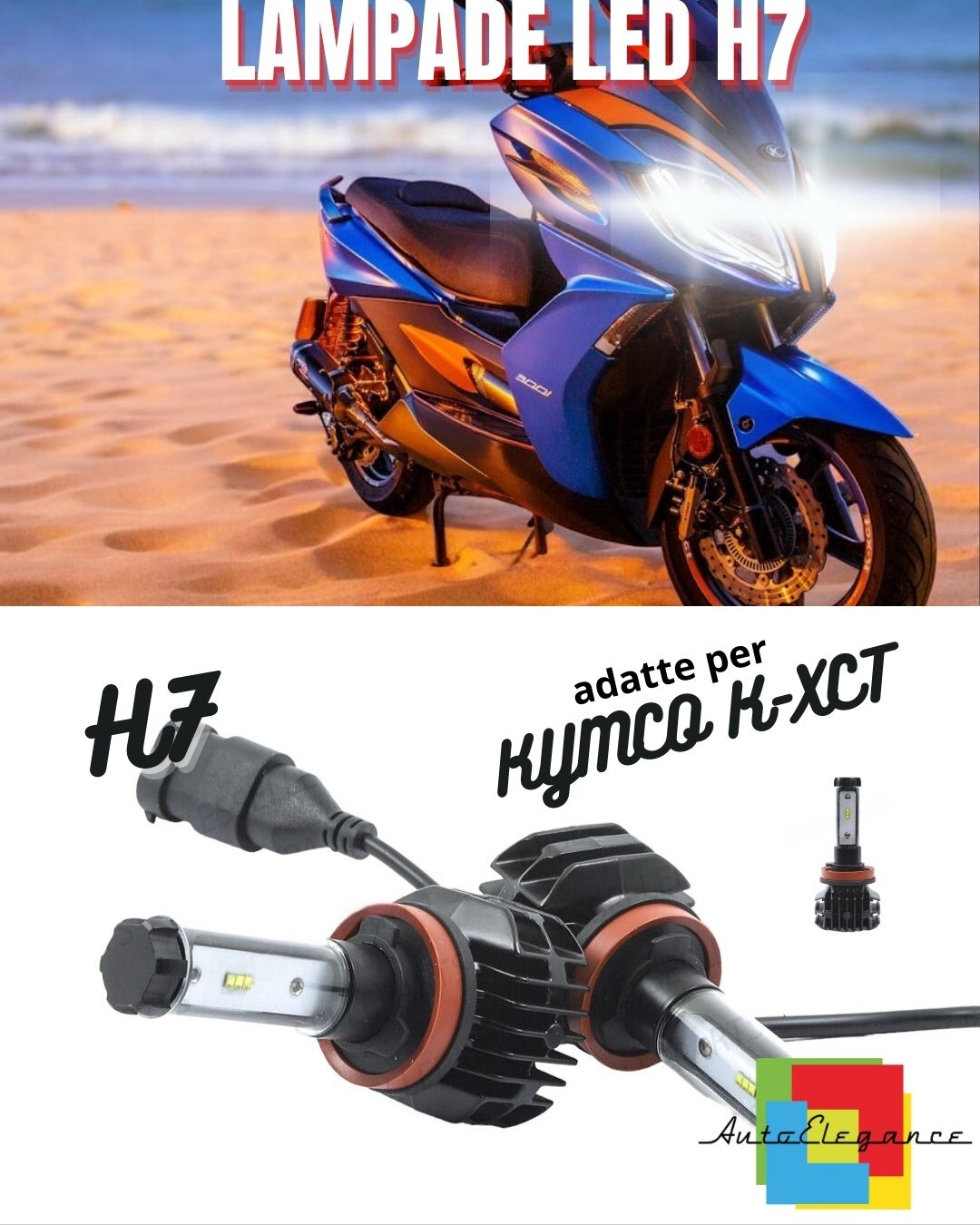 💙KIT LED H7 6000K CANBUS XENON 9800 LUMEN KYMCO K-XCT💙