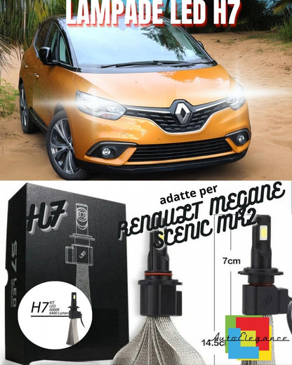 🧡KIT FULL LED RENAULT MEGANE SCENIC MK2 LAMPADE H7 6000K BIANCO 6400lm🧡
