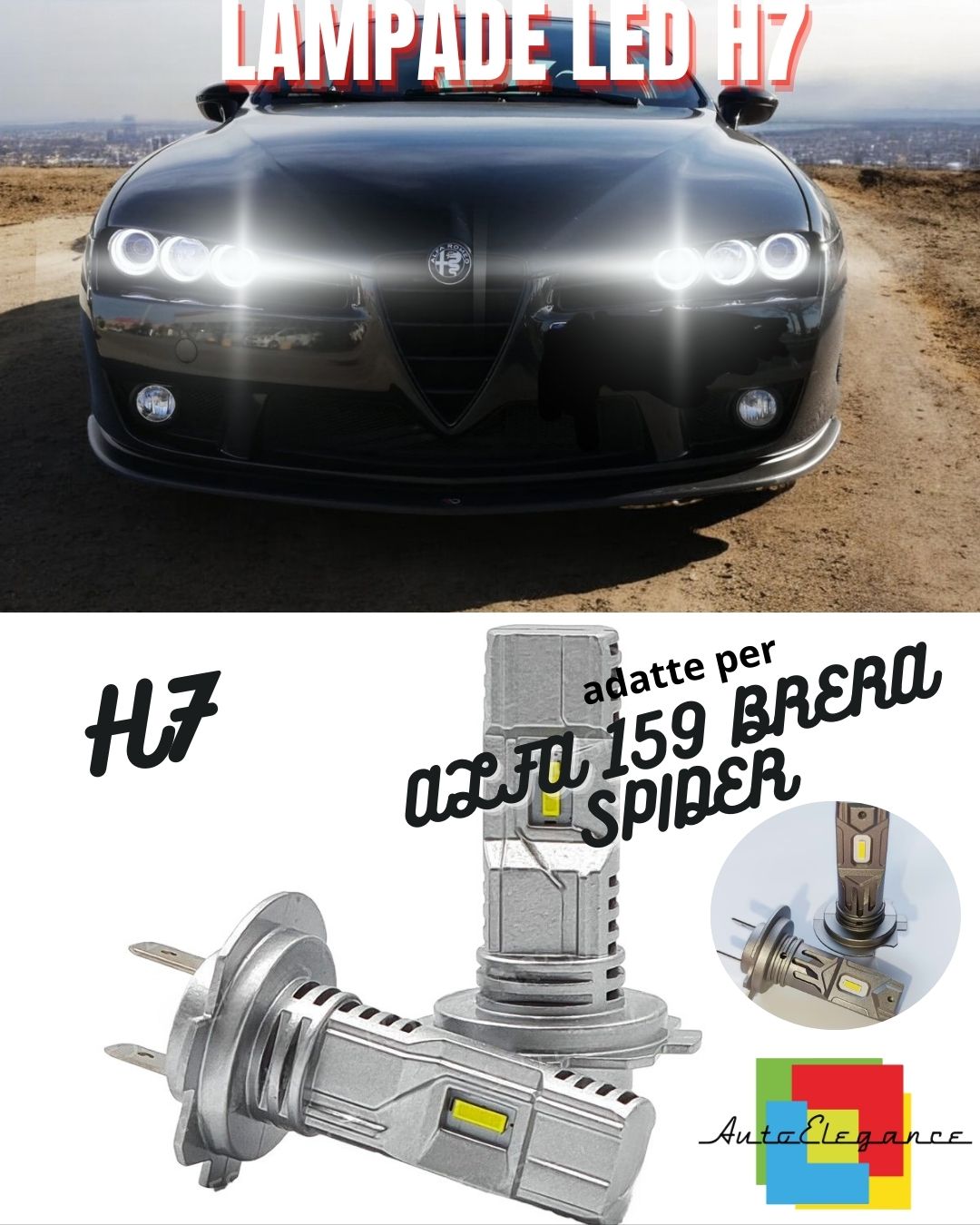 🖤ALFA 159 BRERA SPIDER LED H7 KIT WITH HALOGEN HEADLIGHTS 6000K LUMEN HIGH BEAM🖤