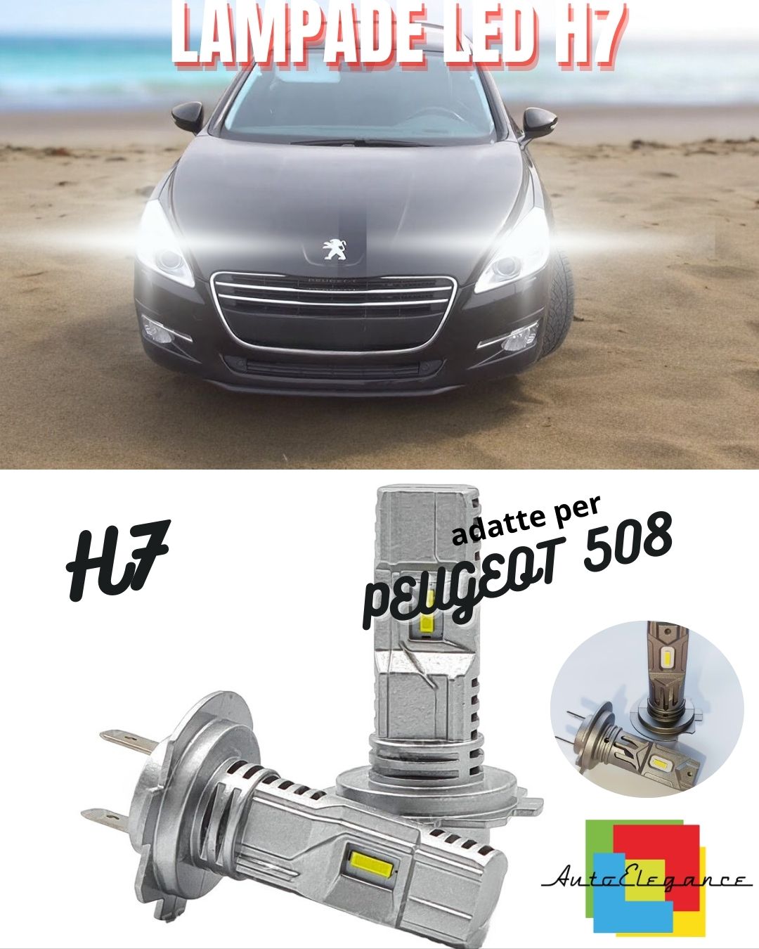 KIT LED H7 PER PEUGEOT 508 6000K BIANCO 6000 LUMEN CANBUS ANABBAGLIANTI