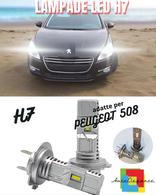 KIT LED H7 PER PEUGEOT 508 6000K BIANCO 6000 LUMEN CANBUS ANABBAGLIANTI