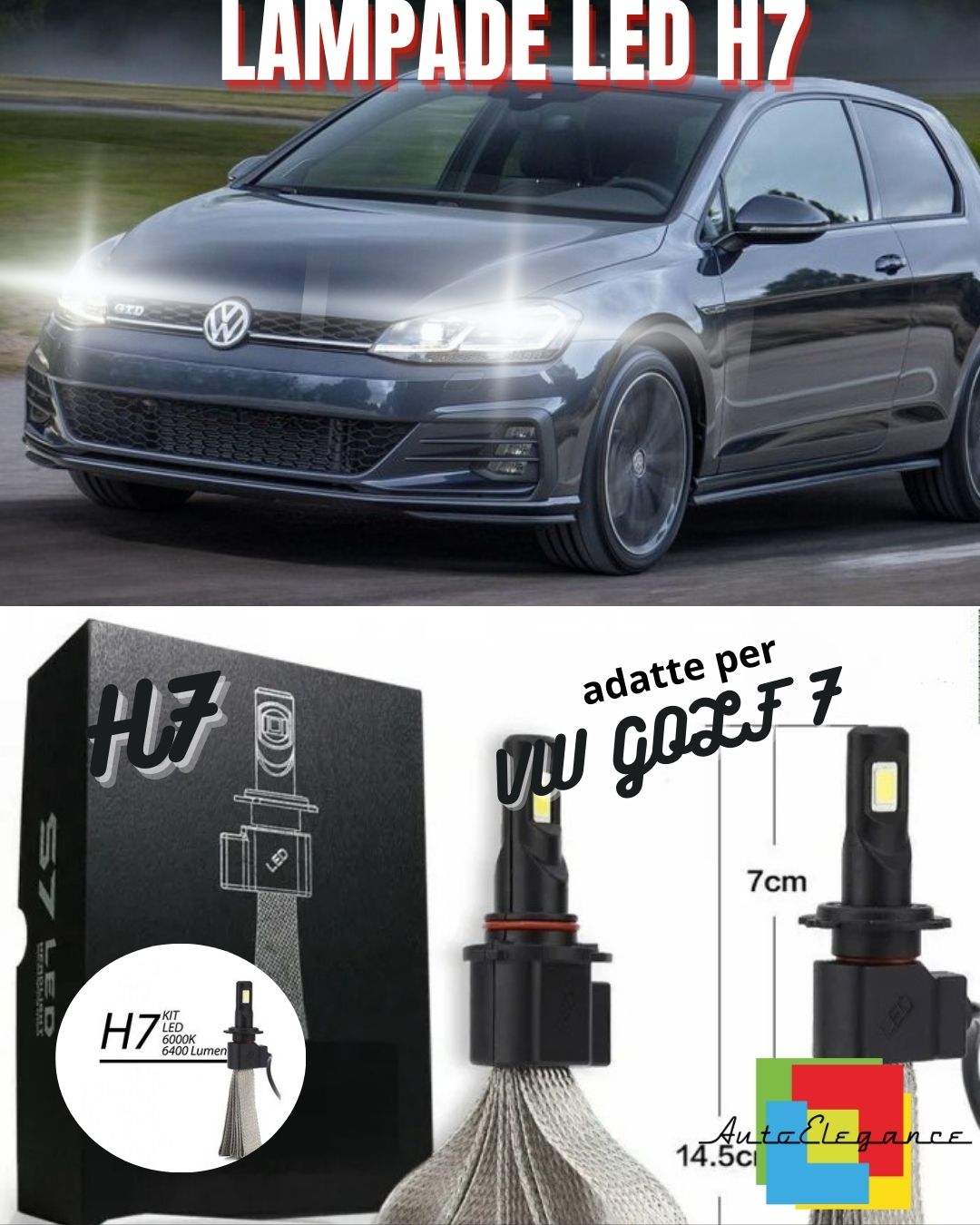 🖤KIT H7 LED CANBUS LOW BEAM VW GOLF 7 VII FACELIFT XENON 6000K LUMEN🖤