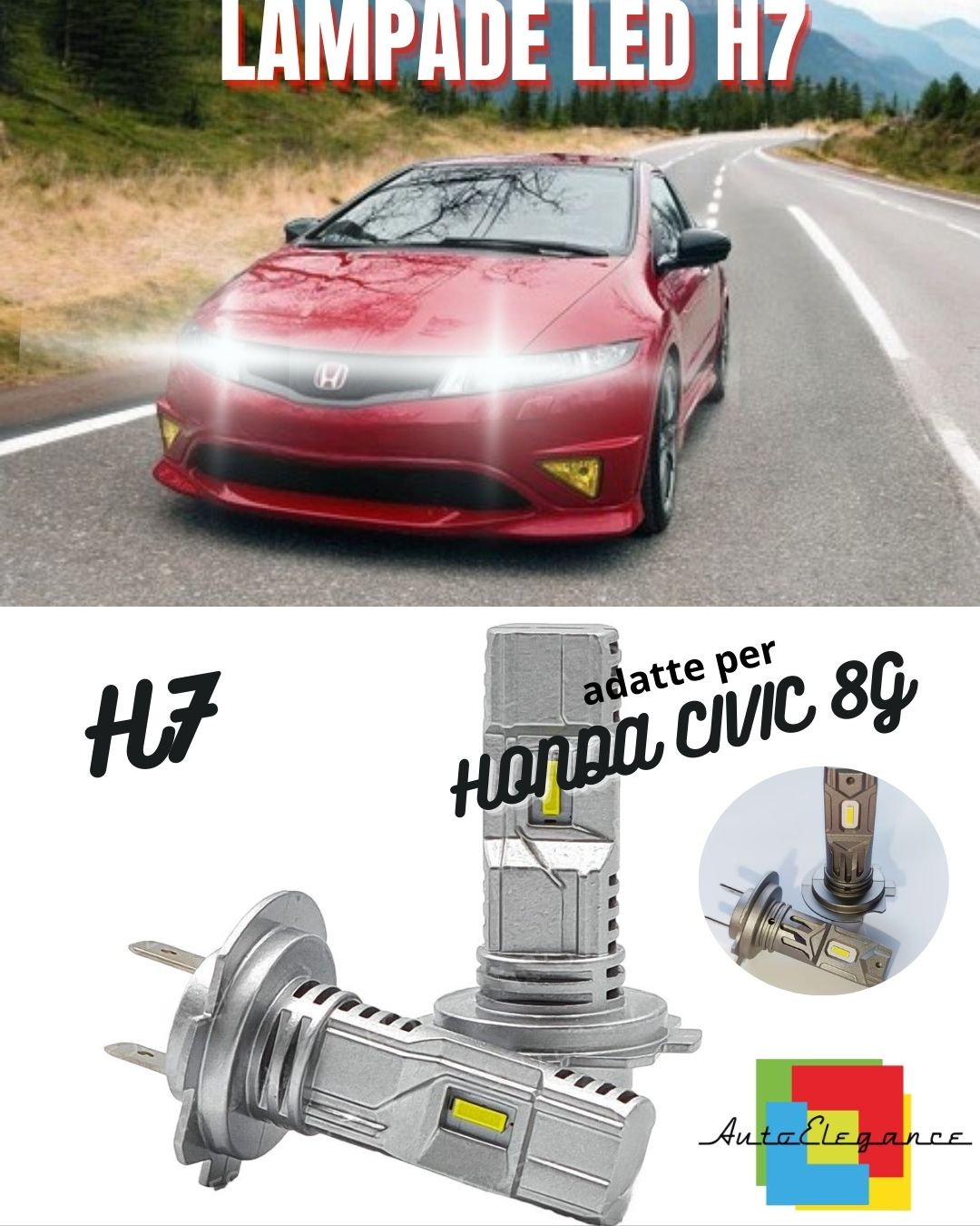 ❤️H7 LED KIT FOR HONDA CIVIC 8G MK8 VIII 6000K 6000 LUMENS CANBUS LOW BEAM❤️