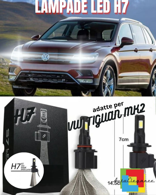 KIT LAMPADE ABBAGLIANTI LED VW TIGUAN MK2 LED H7 6000K 6400 LUMEN NO ERROR