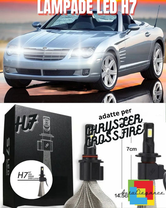 🤩KIT LED H7 CHRYSLER CROSSFIRE BIANCO6400 LUMEN ABBAGLIANTI ACCENSIONE RAPIDA🤩