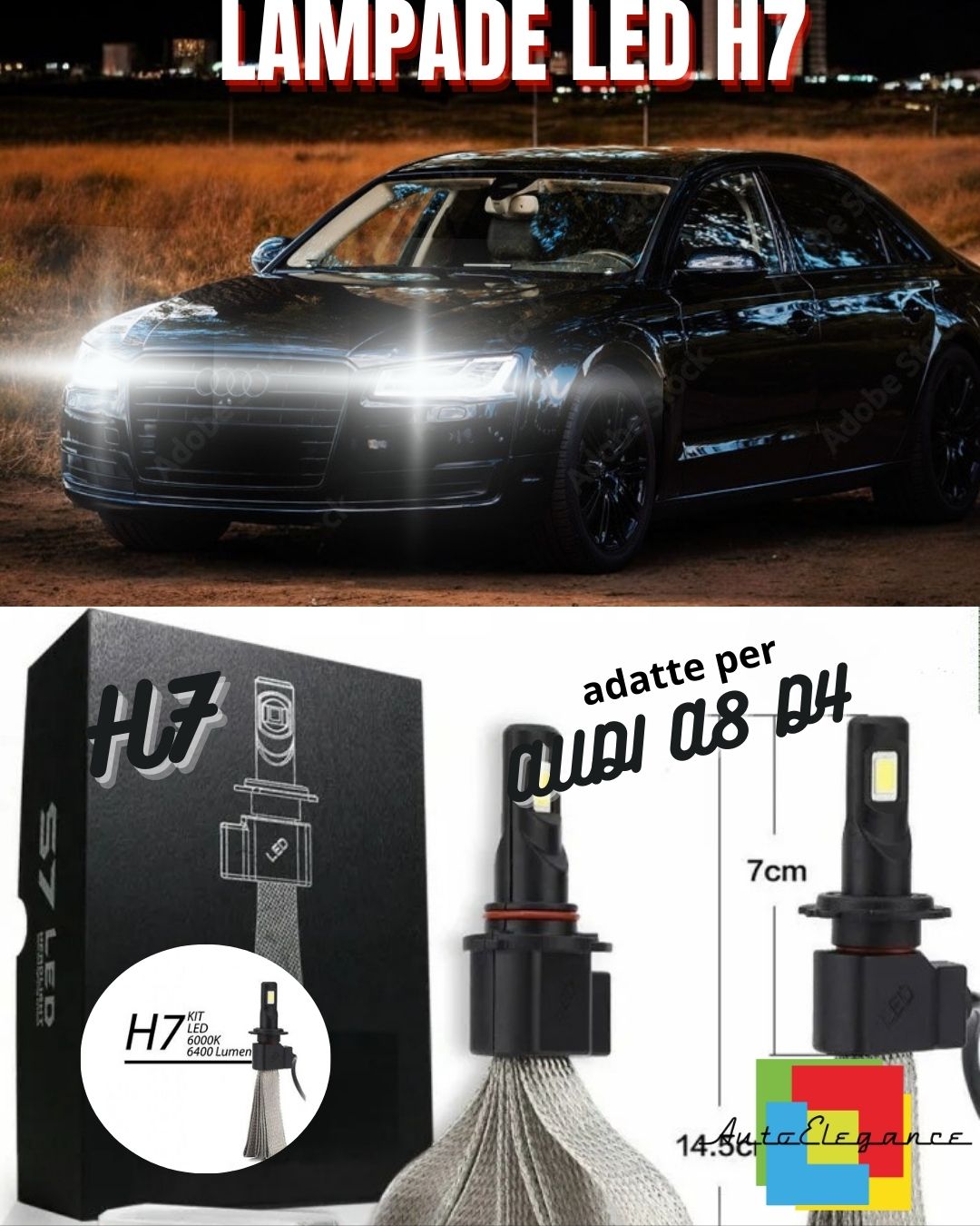 🖤COPPIA LAMPADE H7 LED CANBUS FENDINEBBIA AUDI A8 D4 4H 6400L 6000K NO ERROR🖤