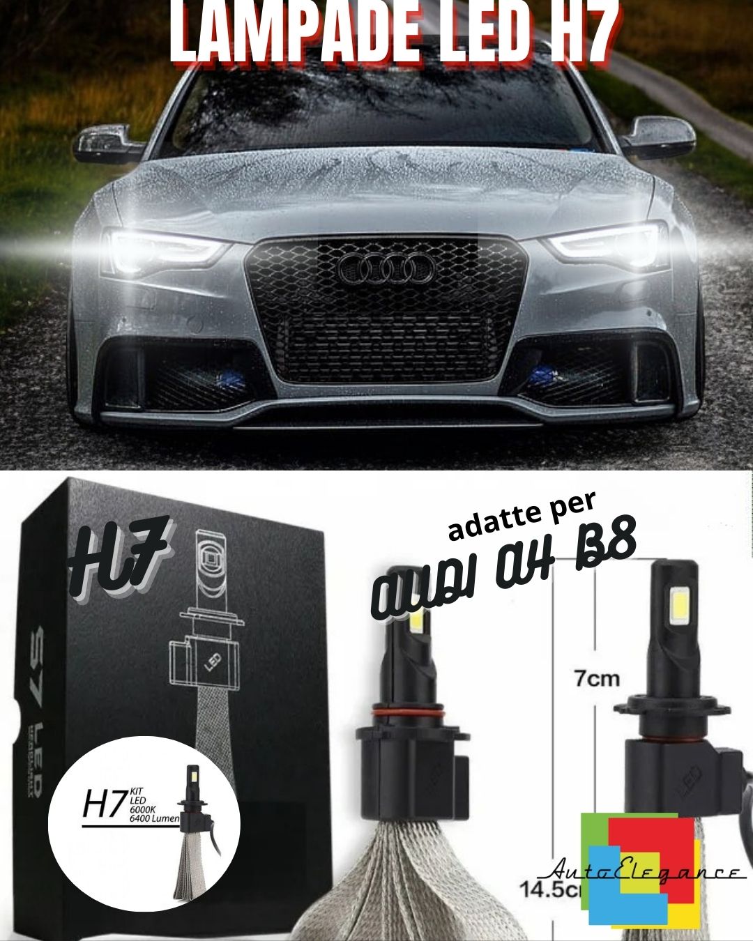 🔥AUDI A4 B8 RESTYLING LED LOW BEAM LAMP KIT LED H7 6000K 6400 LUMEN🔥