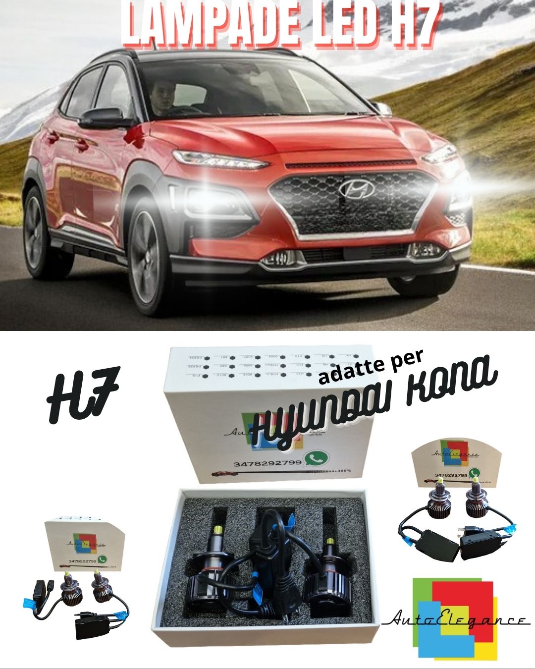 HYUNDAI KONA LED LOW BEAM LAMP KIT LED H7 6000K WHITE NO ERROR 