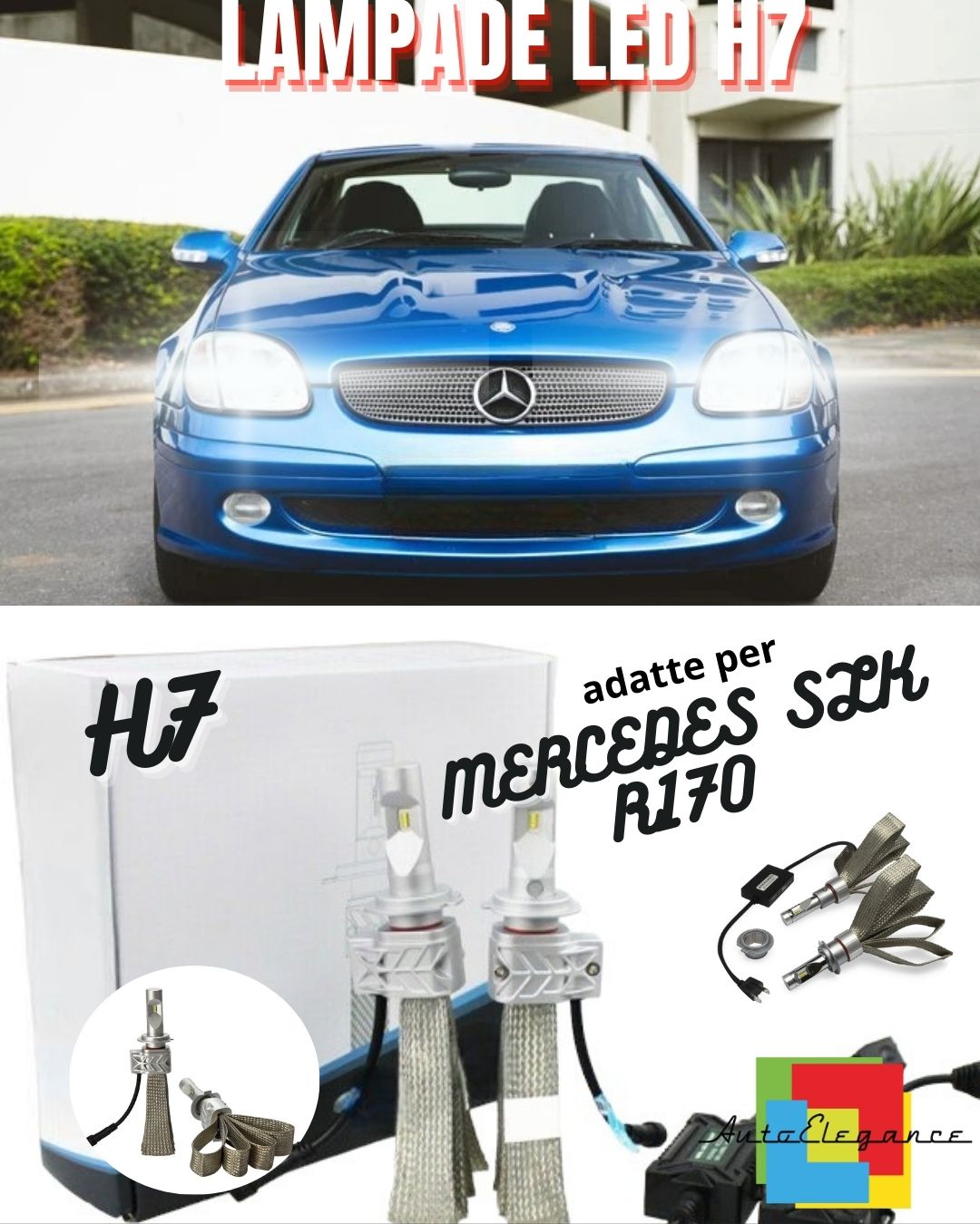 💙KIT LED H7 6500K FULL CANBUS 8000 LUMEN LED LAMPADE PER MERCEDES SLK R170💙