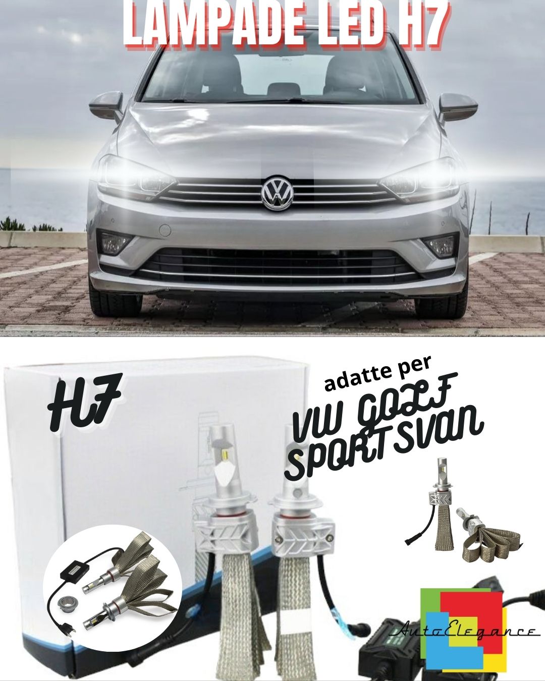 😍KIT LED H7 6500K FULL CANBUS 8000 LUMEN LED LAMPADE PER VW GOLF SPORTSVAN😍