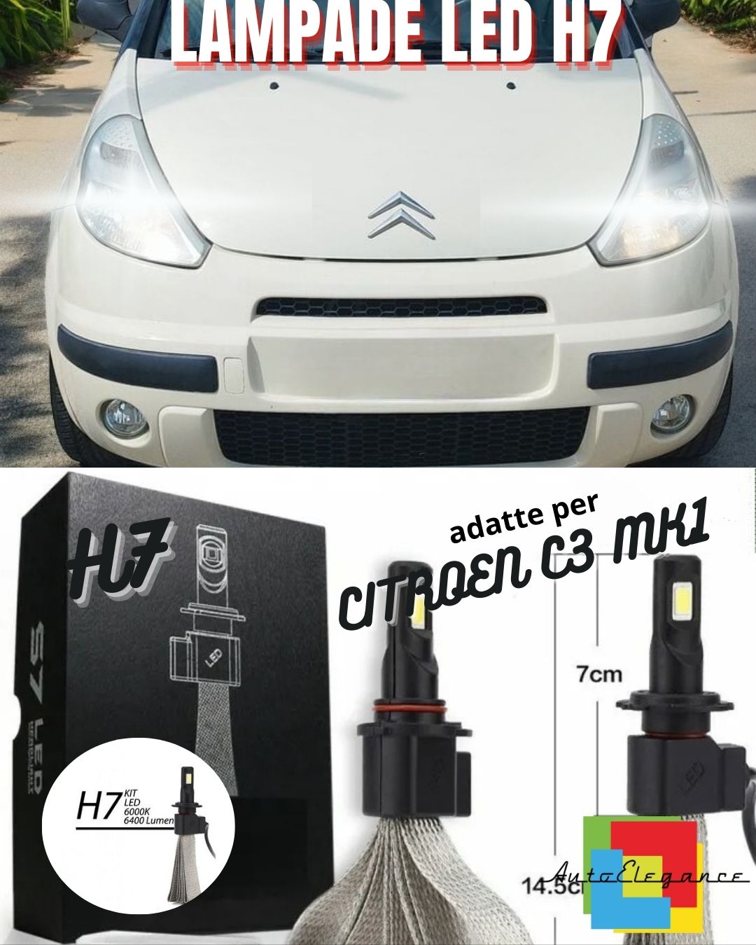 😍KIT LAMPADE ANABBAGLIANTI LED CITROEN C3 MK1 H7 6000K XENON BIANCO NO ERROR😍