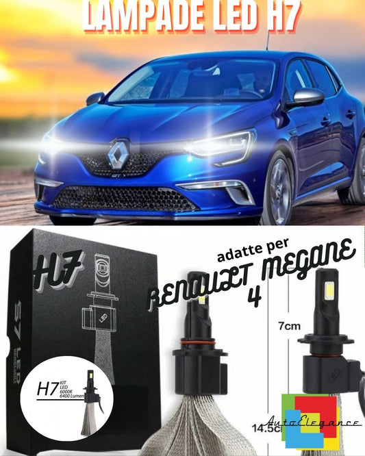 RENAULT MEGANE LED LOW BEAM 4 H7 BULBS 6000K NO ERROR 6400 LUMEN 60W 