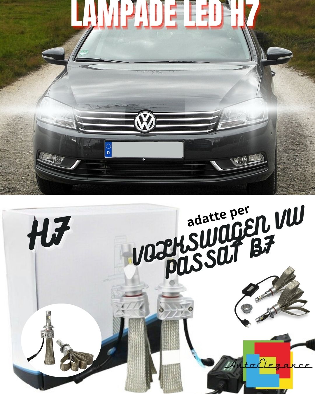 😍KIT LED H7 6500K FULL CANBUS 8000 LUMEN LED PER VOLKSWAGEN VW PASSAT B7😍