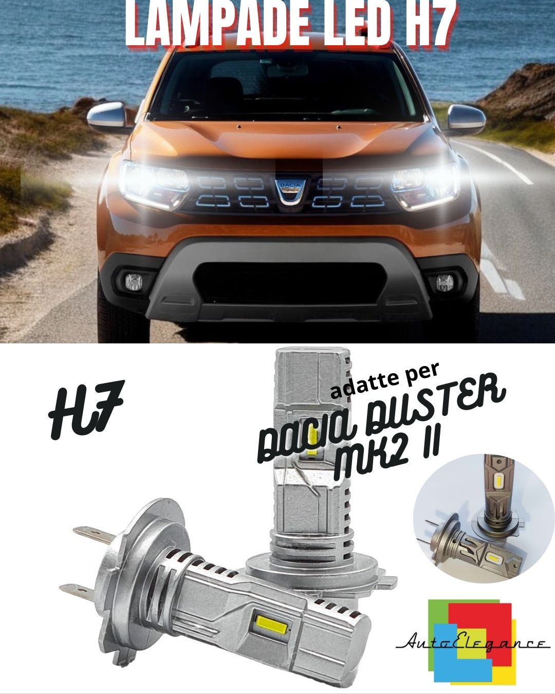 🤎H7 LED KIT DACIA DUSTER MK2 II 6000K WHITE 6000 LUMEN CANBUS LOW BEAM🤎 