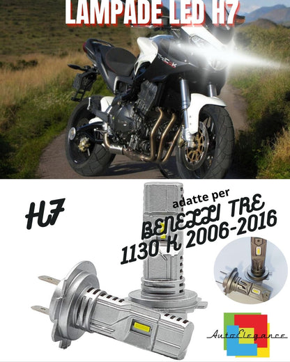 😍KIT LED H7 6000K BIANCO 6000 LUMEN BENELLI TRE 1130 K COMPATTE 2 Pezzi😍