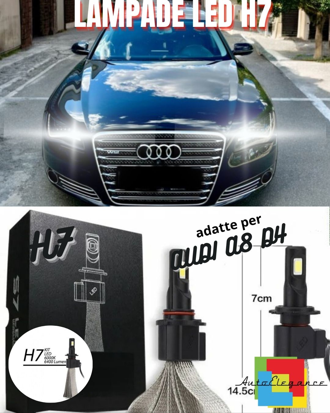 🖤COPPIA LAMPADE H7 LED CANBUS FENDINEBBIA AUDI A8 D4 4H 6400L 6000K NO ERROR🖤
