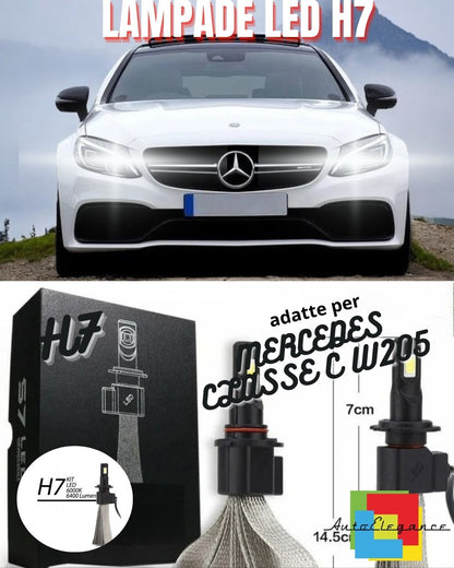 🤍H7 LED HIGH BEAM LAMP KIT MERCEDES C CLASS W205 6000K 6400 LUMEN🤍 