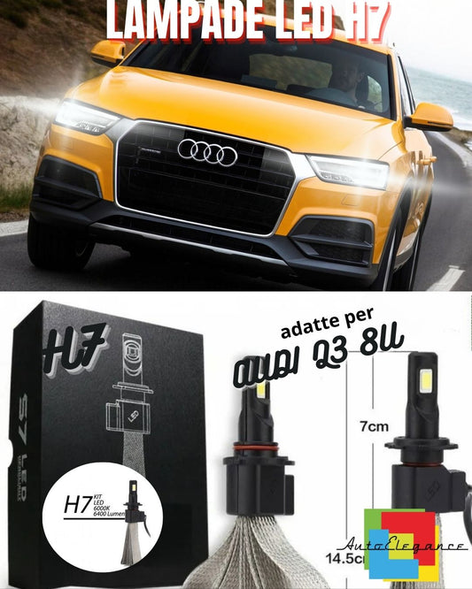 💛KIT LED H7 AUDI Q3 8U 6000K BIANCO 6400 LUMEN NO ERROR ANABBAGLIANTI💛