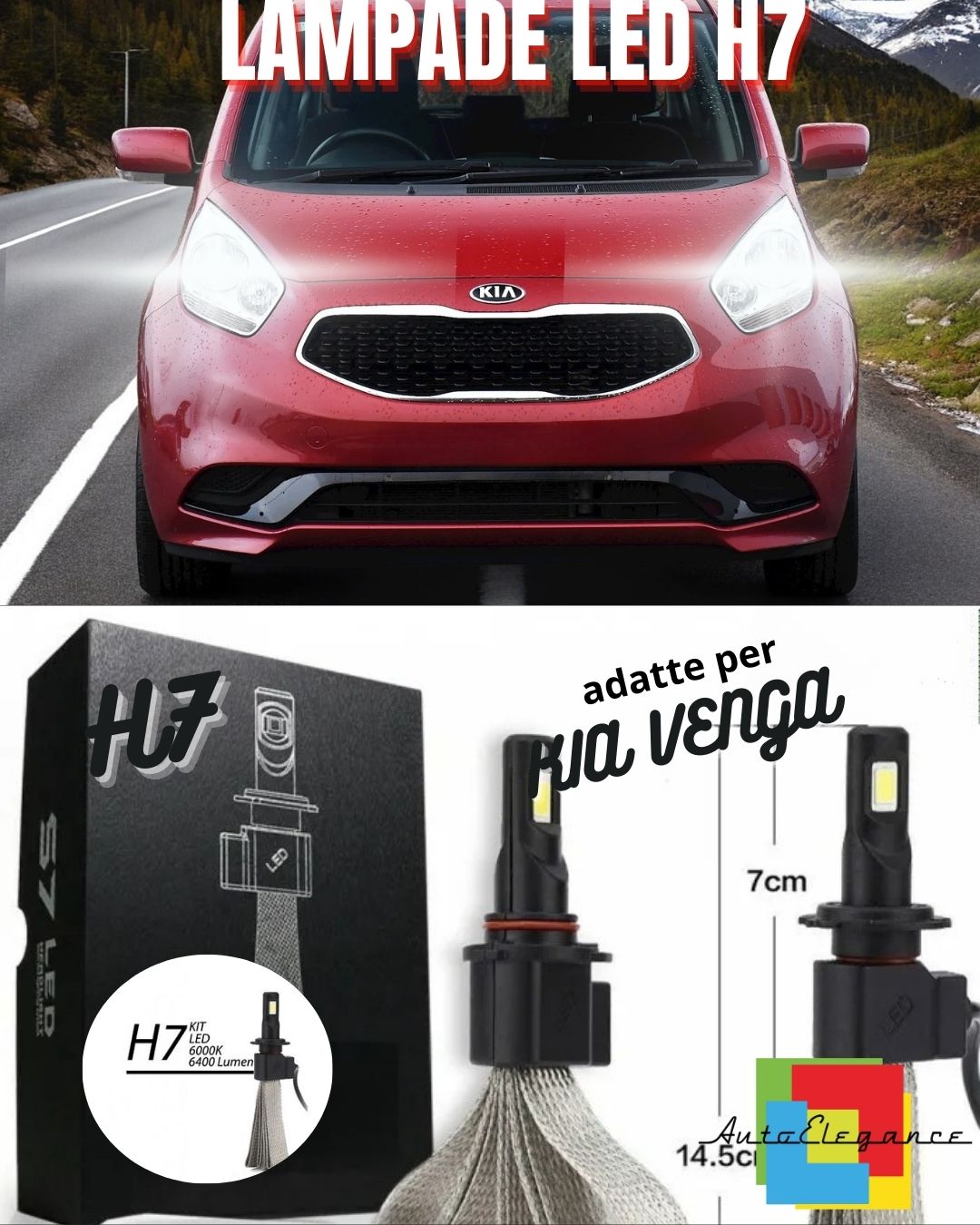 ❤️KIA VENGA LED LOW BEAM LAMP KIT LED H7 6000K WHITE NO ERROR❤️ 