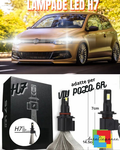 KIT H7 LED CANBUS LOW BEAM VW POLO 6R 6C + LAMP HOLDER 6000K NO ERROR 