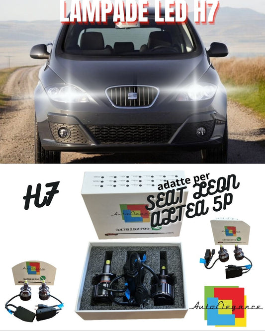 🔥KIT LED H7 CANBUS SEAT LEON ALTEA 5P CON LED A 360° 9600 LUMEN 6000K BIANCO🔥