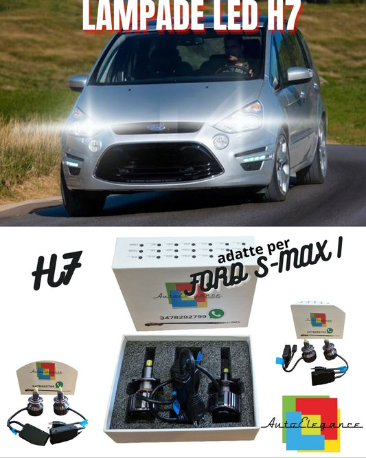 🤩KIT FULL LED H7 FORD S-MAX I 6000K XENON BIANCO GHIACCIO NO ERROR 9600 LUMEN🤩
