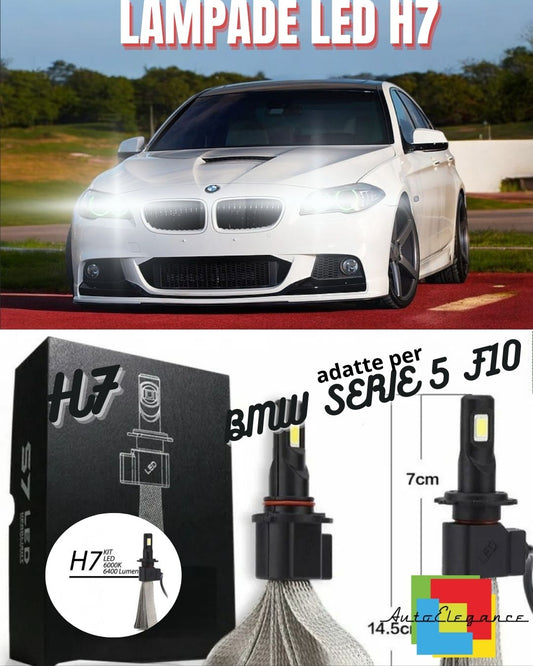 😍KIT LAMPADE ABBAGLIANTI LED BMW SERIE 5 F10 F11 LED H7 6000k6400LUMEN CANBUS😍