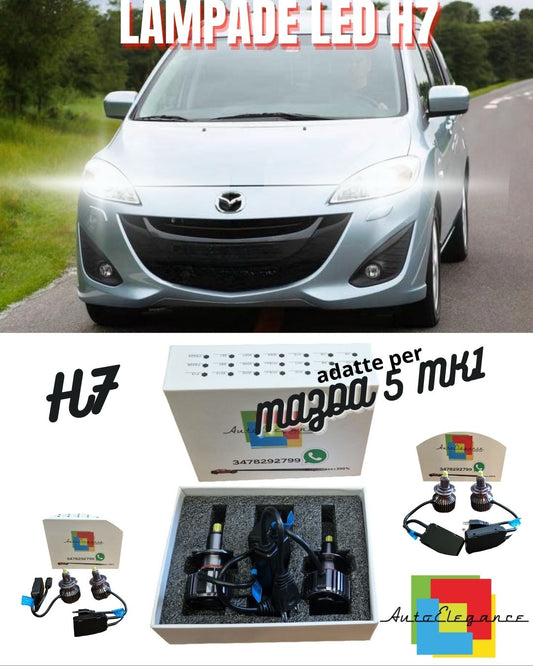 🤩KIT LED H7 CANBUS MAZDA 5 MK1 CON LED A 360° 9600 LUMEN 6000K BIANCO🤩
