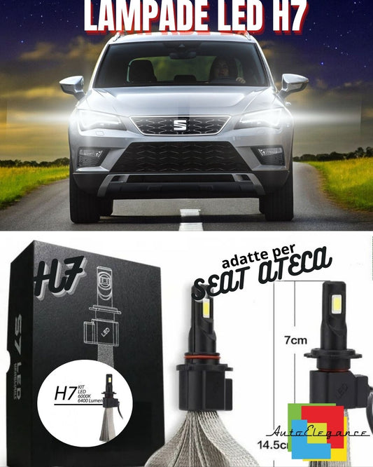 🌟KIT LAMPADE ANABBAGLIANTI LED SEAT ATECA LED H7 6000K BIANCO NO ERROR🌟