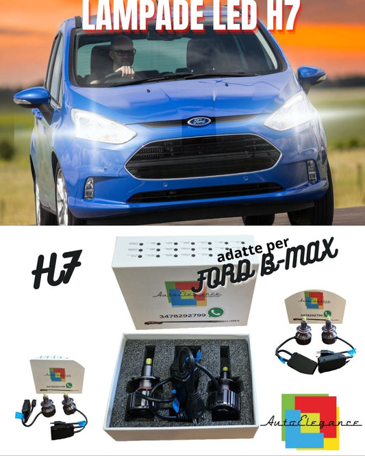 💙KIT FULL LED H7 CANBUS FORD B-MAX B MAX 6000K 9600 LUMEN 80W LOW BEAM💙