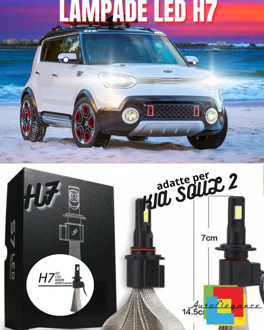 🤍LED HIGH BEAM KIT KIA SOUL 2 LED H7 6000K 6400 LUMEN WHITE NO ERROR🤍