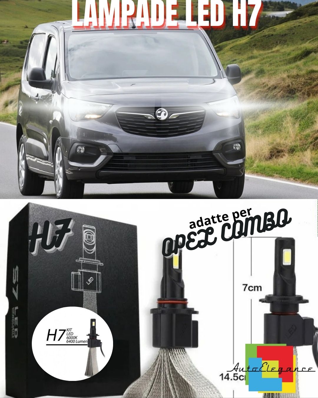 😍KIT LED H7 OPEL COMBO LAMPADE LED H7 CANBUS 6000K 6400 LUMEN ANABBAGLIANTI😍