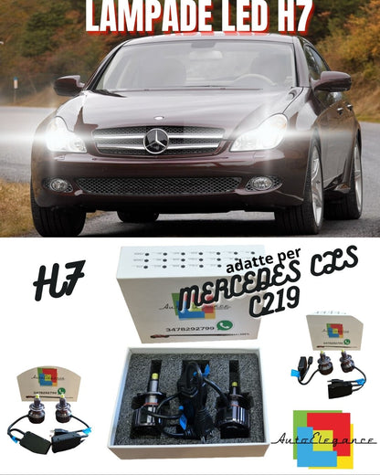 🤎KIT LED H7 CANBUS LED9600 LUMEN MERCEDES CLS C219 6000K BIANCO ANABBAGLIANTI🤎