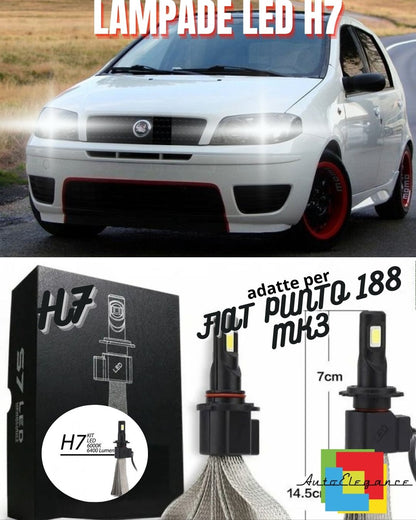 🤍KIT LAMPADE ANABBAGLIANTI LED FIAT PUNTO 188 MK3 H7 6000K XENON BIANCO🤍