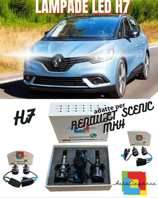 ✨KIT FULL LED H7 CANBUS RENAULT SCENIC MK4 6000K BIANCO 9600 LUMEN 80W NO ERROR✨
