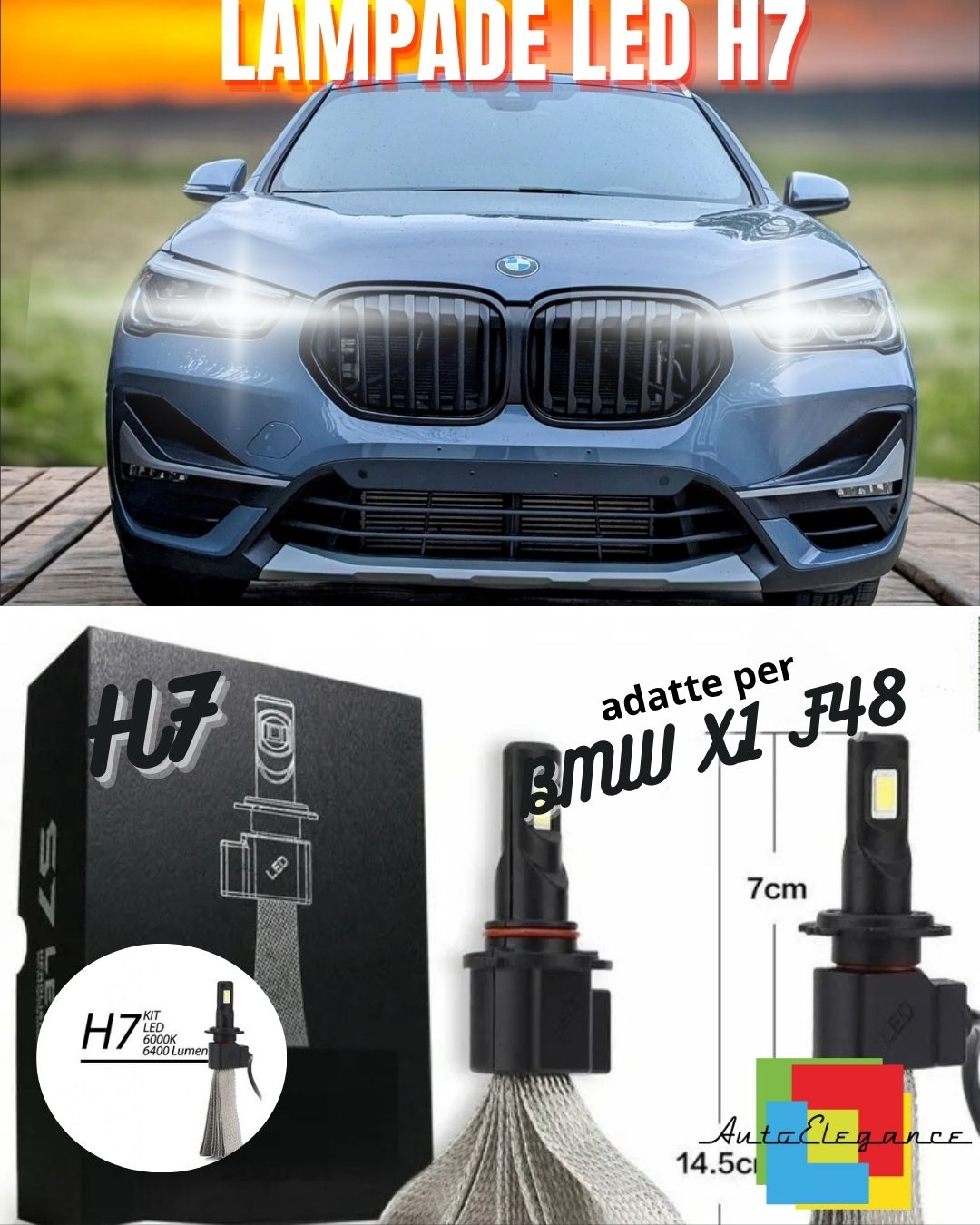 🔥KIT LAMPADE ABBAGLIANTI LED BMW X1 F48 LED H7 6000K 6400 LUMEN NO ERRORE🔥