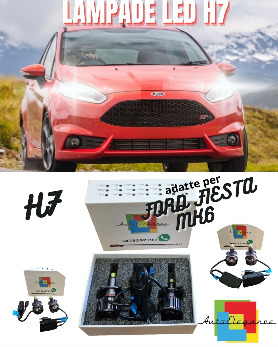 🔥FULL LED KIT H7 FORD FIESTA6 RESTYLING CANBUS LED FOR LENTICULAR HEADLIGHTS 9600LM🔥