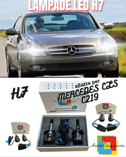 🔥KIT LED H7 CANBUS LED9600 LUMEN MERCEDES CLS C219 6000K BIANCO ANABBAGLIANTI🔥