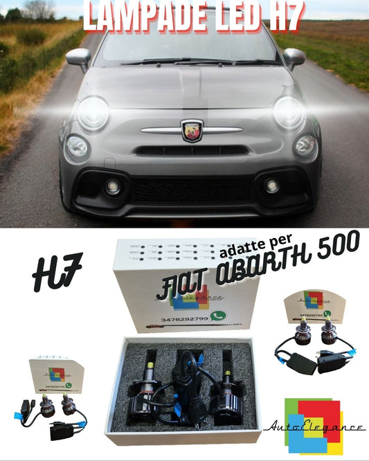 🔥KIT FULL LED H7 CANBUS ABARTH 500 RESTYLING 6000K BIANCO 9600 LUMEN 80W🔥