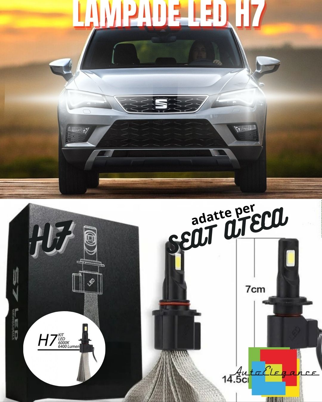 KIT LAMPADE ANABBAGLIANTI LED SEAT ATECA LED H7 6000K BIANCO NO ERROR