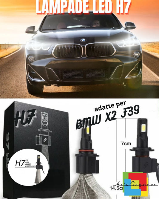 🖤KIT LAMPADE ANABBAGLIANTI LED BMW X2 F39 LED H7 6000K 6400 LUMEN NO ERROR🖤