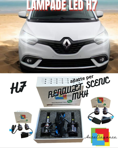 🤍KIT FULL LED H7 CANBUS RENAULT SCENIC MK4 6000K BIANCO 9600 LUMEN 80W🤍