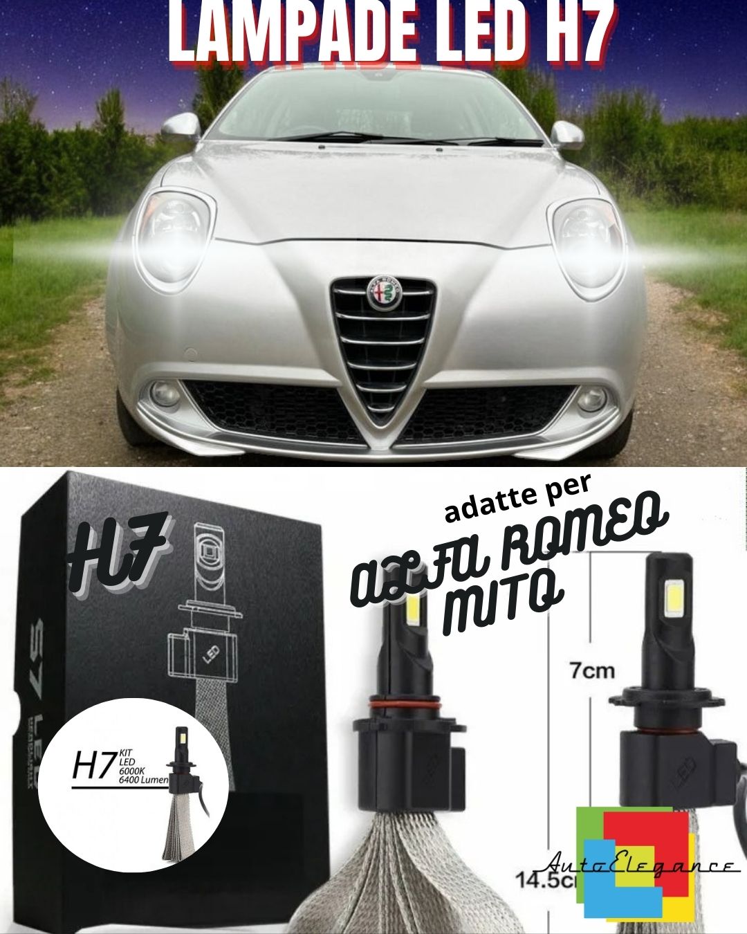 🔥ALFA ROMEO MITO LED H7 6000K 6400 LUMEN QUICK START LED BEAM🔥