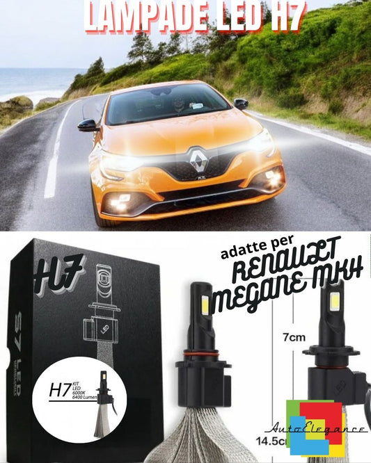 ❤️RENAULT MEGANE LED HIGH BEAM 4 LED LAMPS H7 6000K NO ERROR 6400 LUMEN❤️
