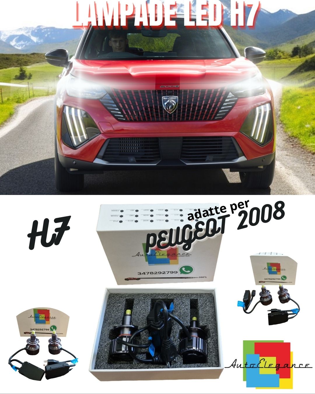 ⚡FULL LED KIT H7 6000K CANBUS LED FOR PEUGEOT 2008 LENSES NO FAILURE⚡ 