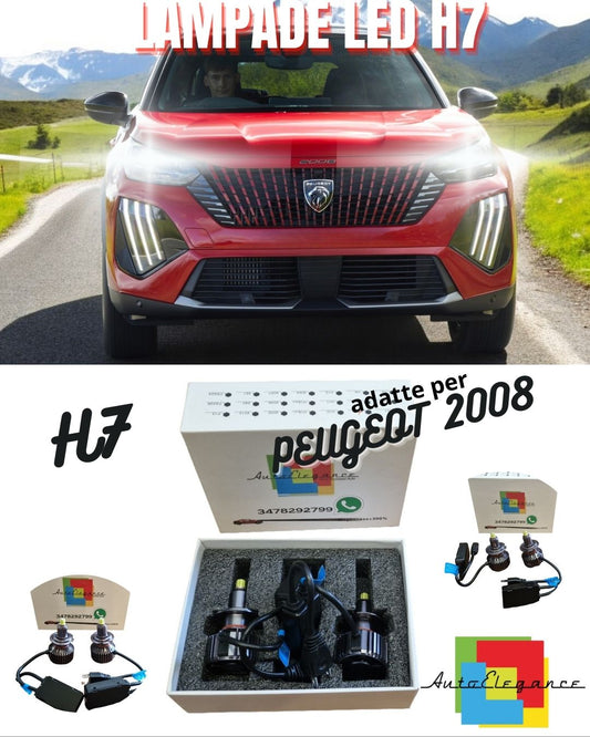⚡KIT FULL LED H7 6000K CANBUS LED PER LENTICOLARI PEUGEOT 2008 NO AVARIA⚡