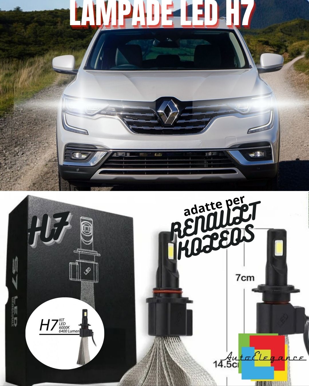 🌟LED LOW BEAM RENAULT KOLEOS LED LAMPS H7 6000K NO ERROR 6400 LUMEN🌟 